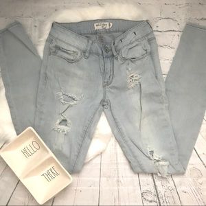 Bullhead Skinny Distressed Light Wash Denim Jean 1